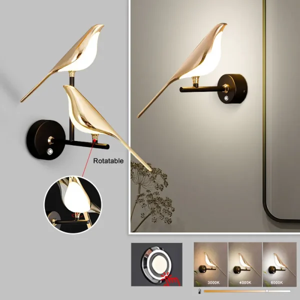 lanterne murale oiseau