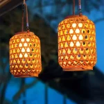 éclairage jardin rotin