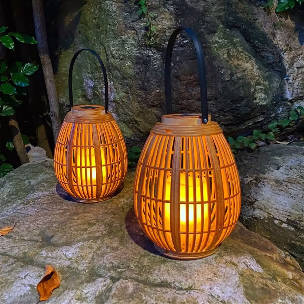 lampe décorative en rotin tressé