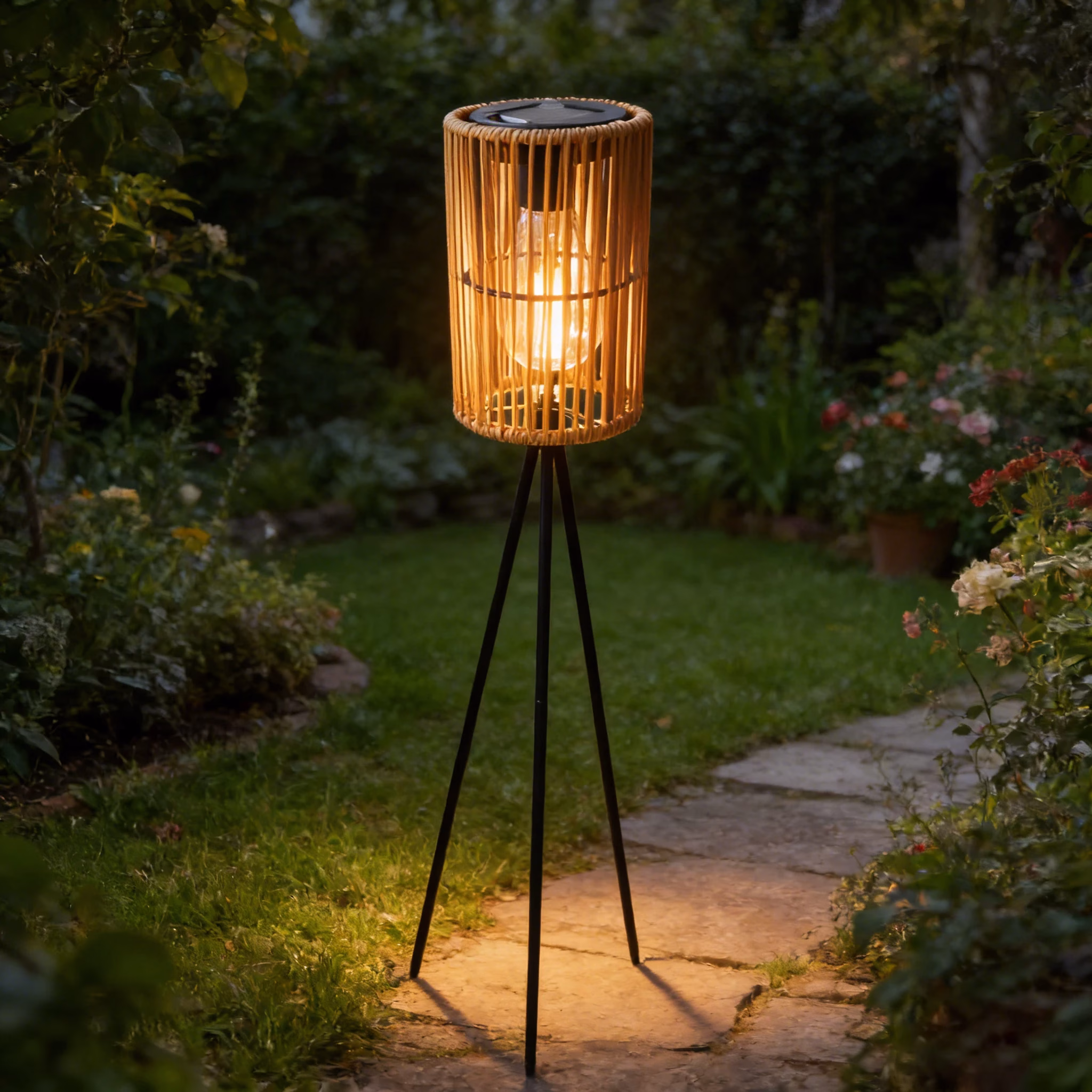 lampe globulaire en rotin artisanale