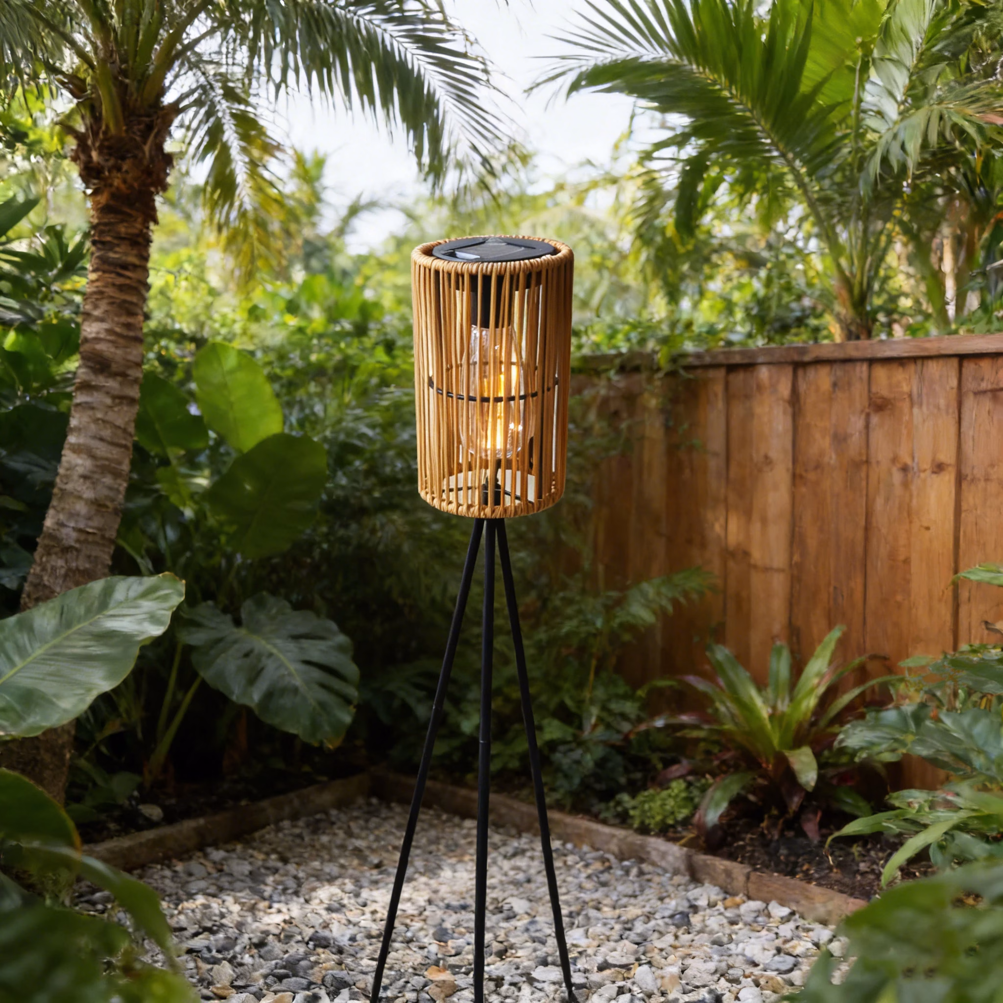 lampe en rotin sans électricité pour jardin