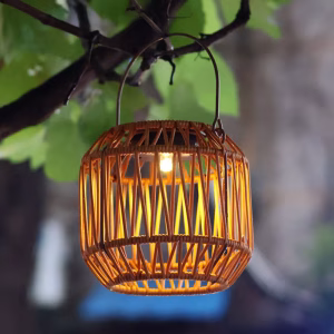 lampe solaire imitation rotin étanche